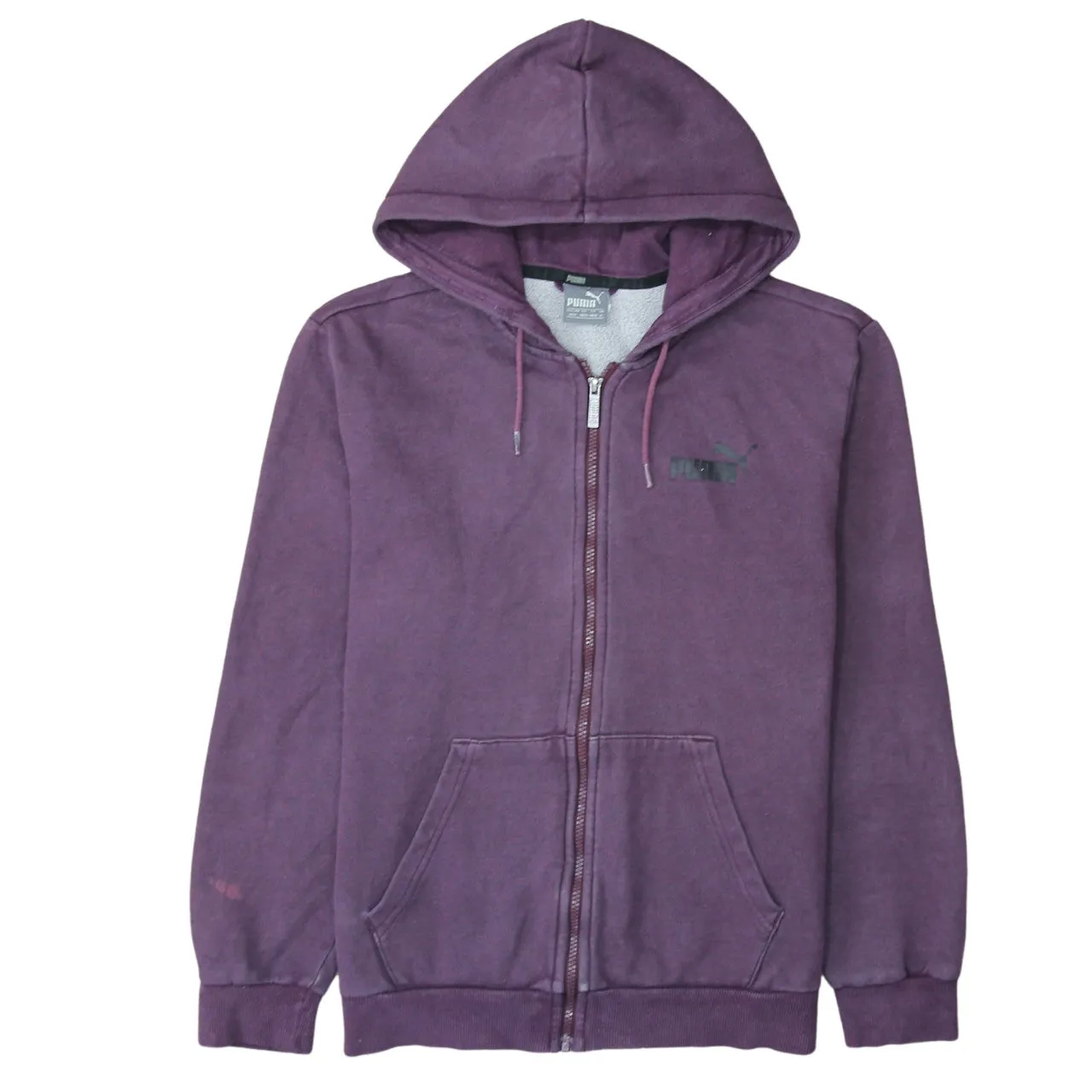Puma Burgundy Red Full Zip Hoodie Women’s Medium Embroidered Chest Logo Split Pocket Sweatshirt sold by Vintage Club