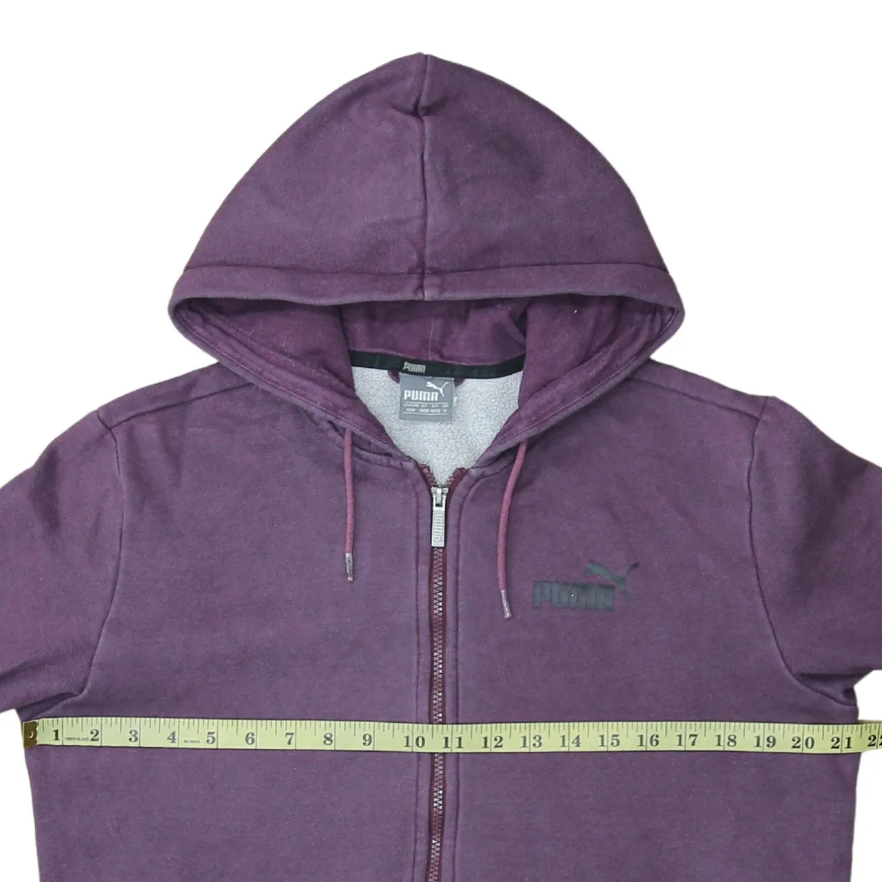Puma Burgundy Red Full Zip Hoodie Women’s Medium Embroidered Chest Logo Split Pocket Sweatshirt sold by Vintage Club product image thumbnail 5