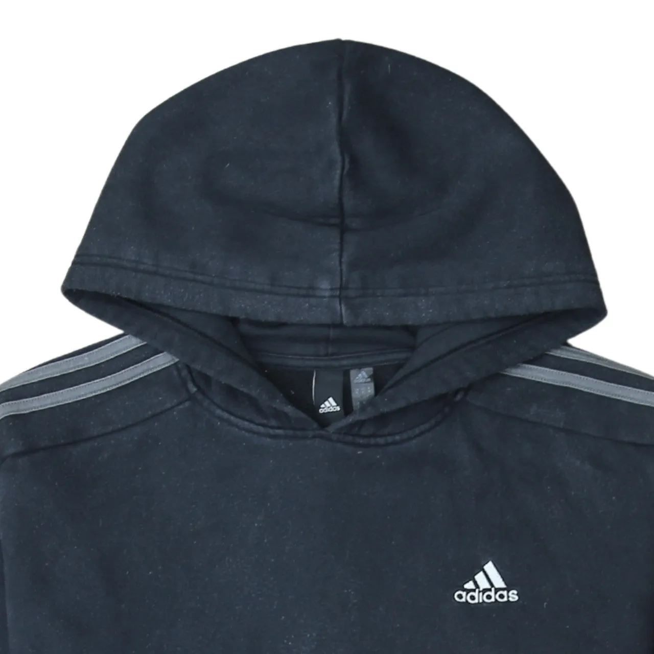 Adidas 90's Striped Sleeve Pullover Hoodie Medium Black sold by Vintage Club product image thumbnail 3