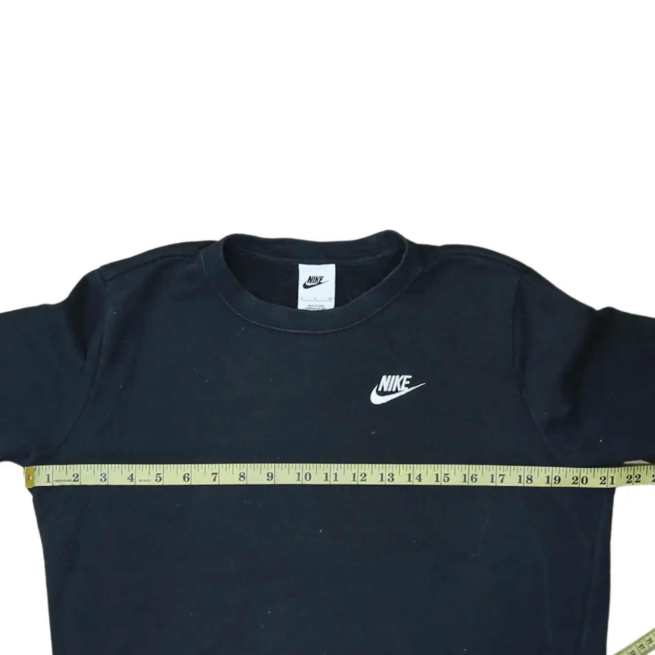 Nike Black Sweatshirt Men's Small Printed Chest Swoosh Logo Crewneck Pullover Fleece Top sold by Vintage Club product image thumbnail 5