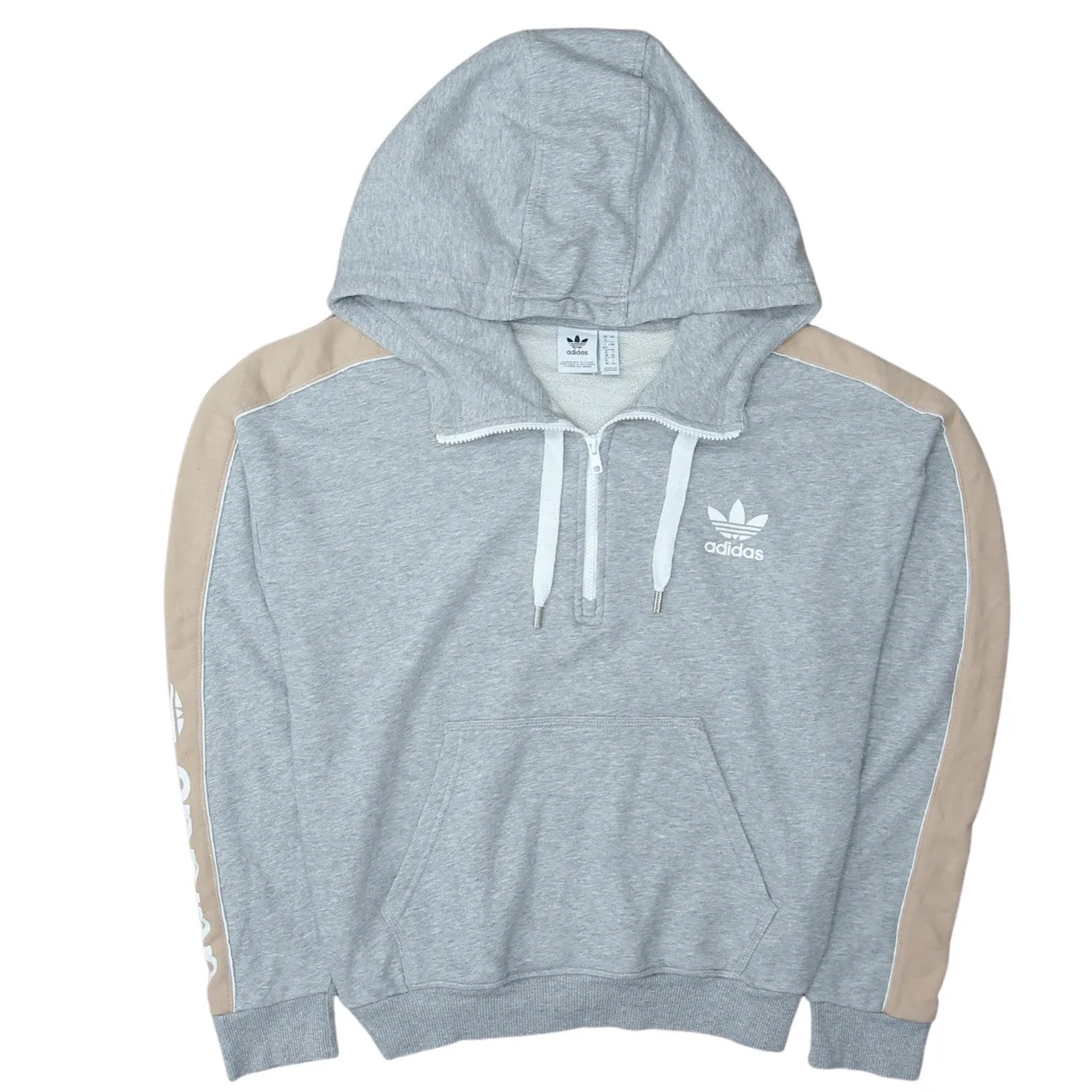 Adidas 90's Drawstring Pockets Quarter Zip Hoodie Large Grey sold by Vintage Club