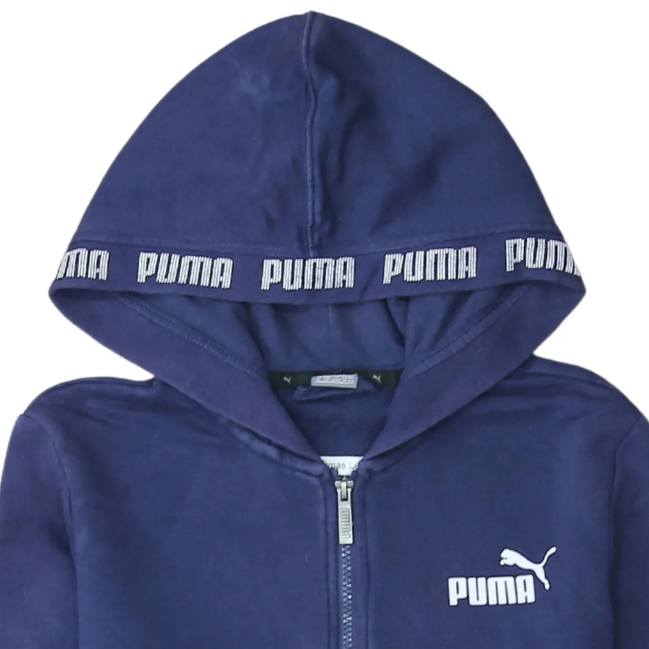 Puma Navy Blue Zip Hoodie Women’s XLarge Printed Logo Tape Trim Casual Sweatshirt Top sold by Vintage Club product image thumbnail 3