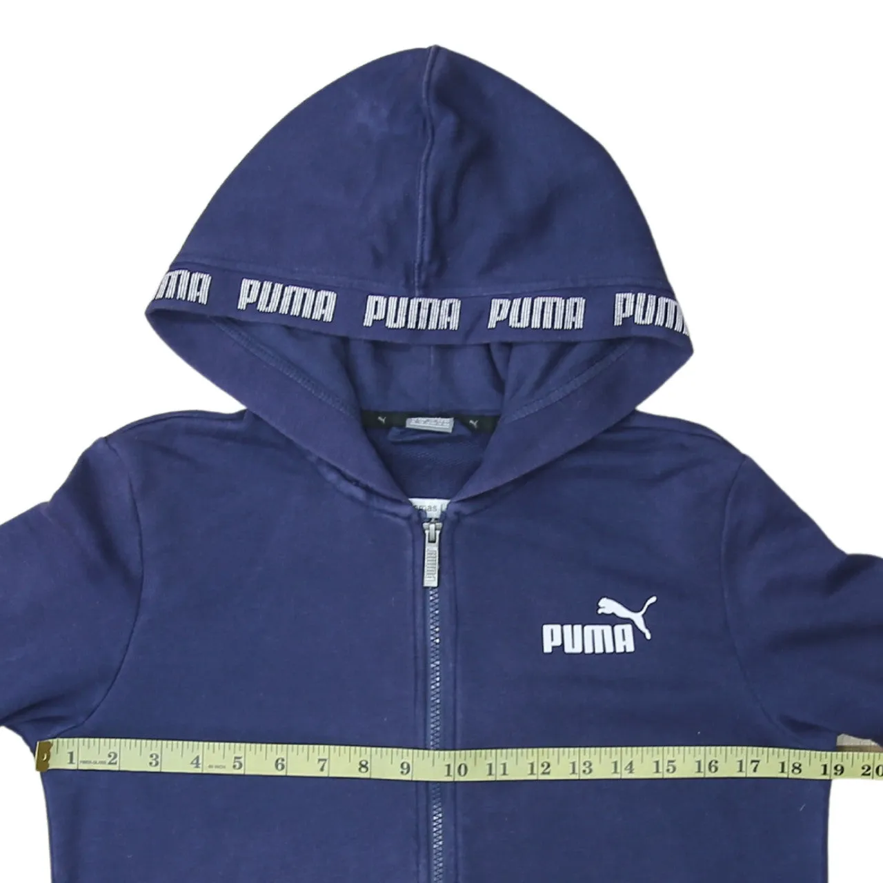 Puma Navy Blue Zip Hoodie Women’s XLarge Printed Logo Tape Trim Casual Sweatshirt Top sold by Vintage Club product image thumbnail 5