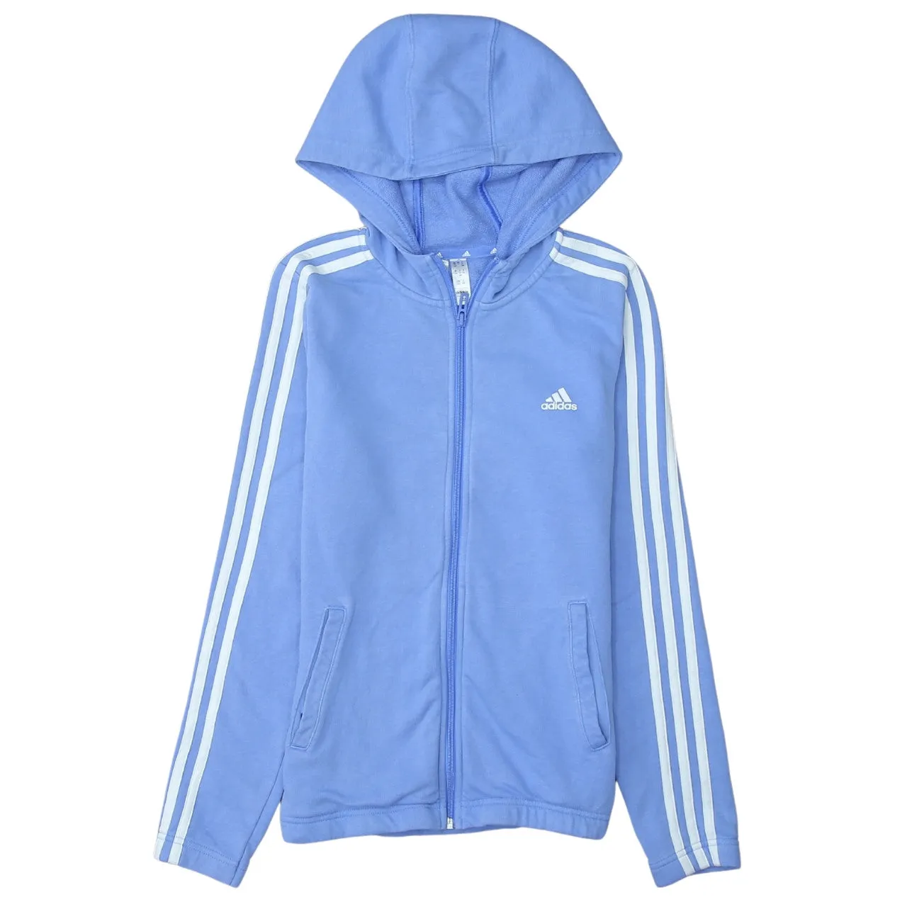 Adidas 90's Striped Sleeve Full Zip Up Hoodie Large Blue sold by Vintage Club