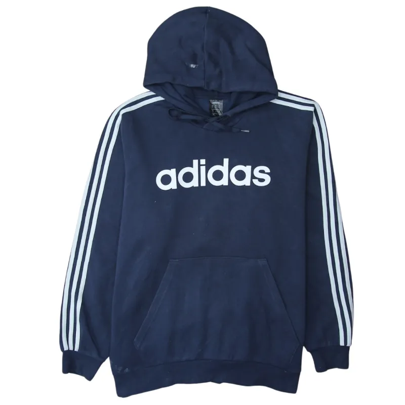 Adidas 90's Spellout Pullover Hoodie XXLarge (2XL) Navy Blue sold by Vintage Club