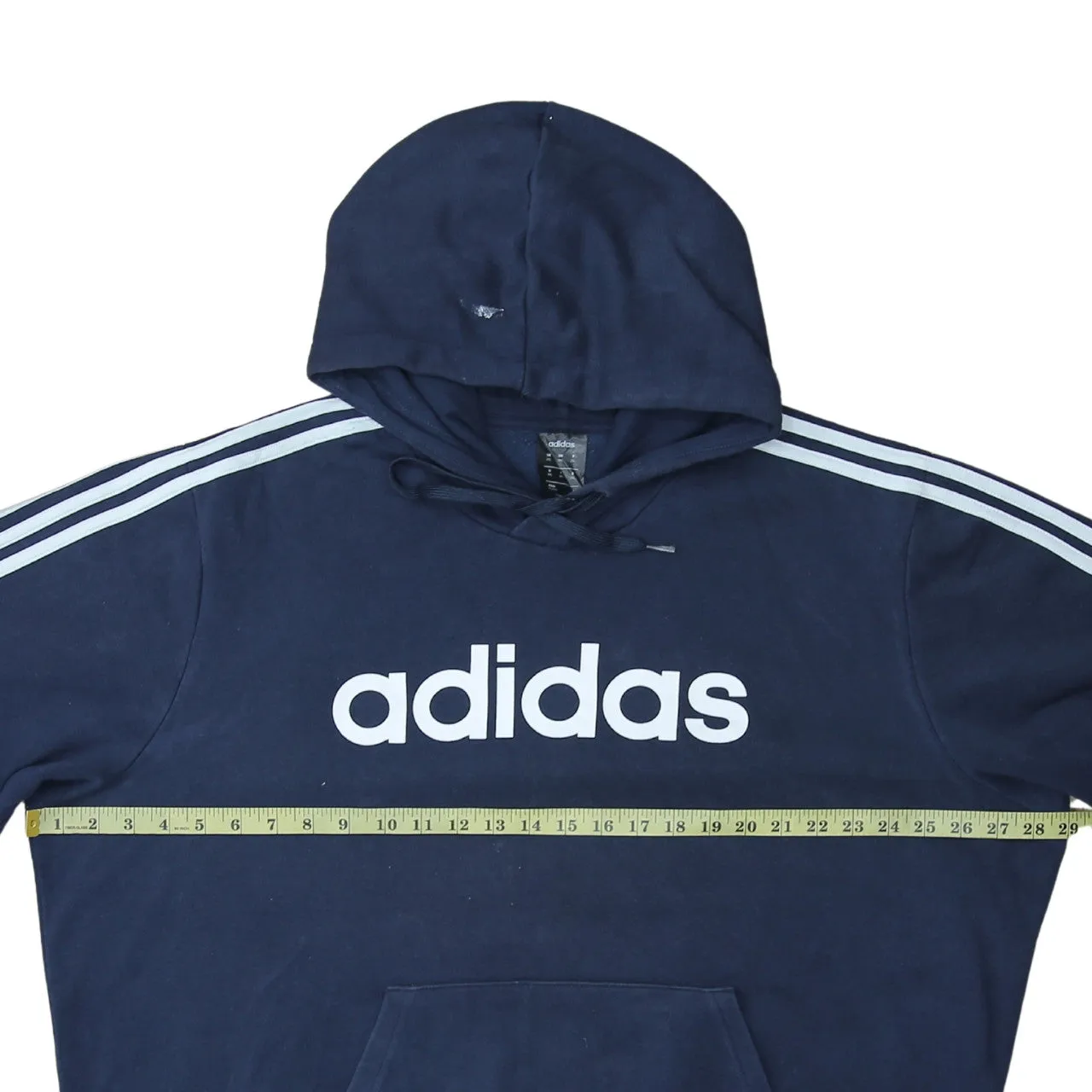 Adidas Navy Blue Hoodie Men's XXLarge Big Logo Three Stripe Sleeve Pullover Sweatshirt sold by Vintage Club product image thumbnail 5
