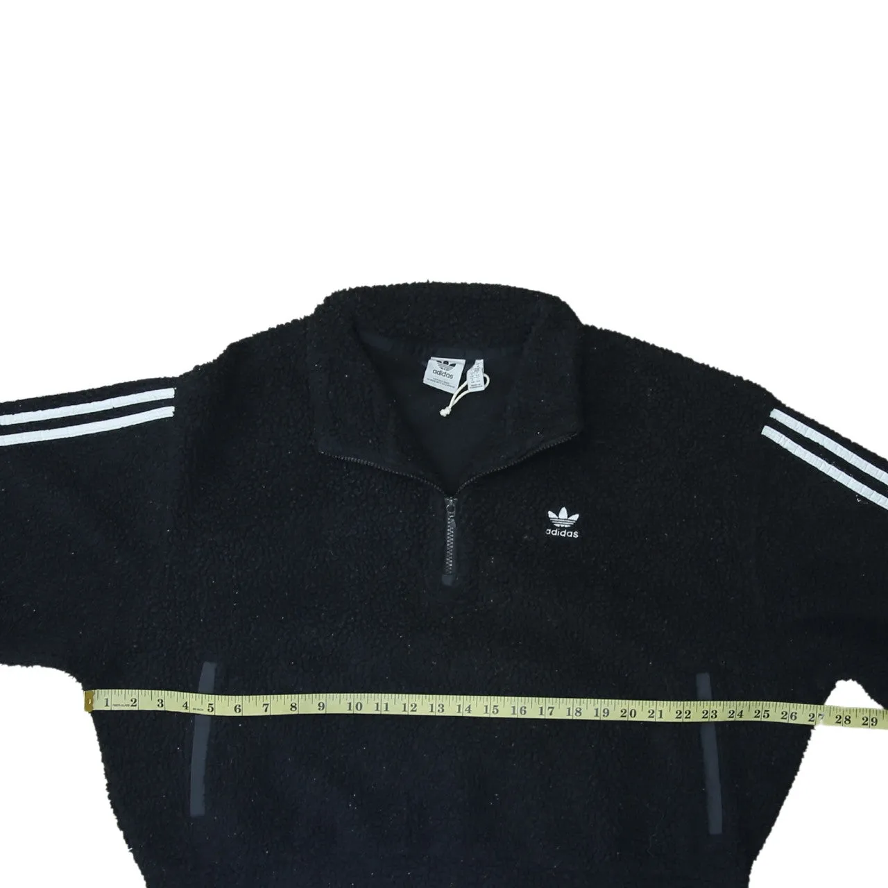Adidas Black Fleece Jumper Women’s Medium Half Zip Three Stripe Sleeves Embroidered Logo Pullover sold by Vintage Club product image thumbnail 5