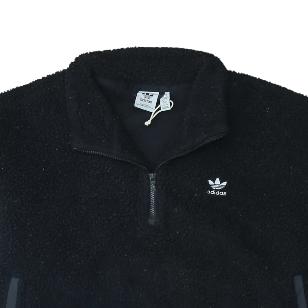 Adidas Black Fleece Jumper Women’s Medium Half Zip Three Stripe Sleeves Embroidered Logo Pullover sold by Vintage Club product image thumbnail 3