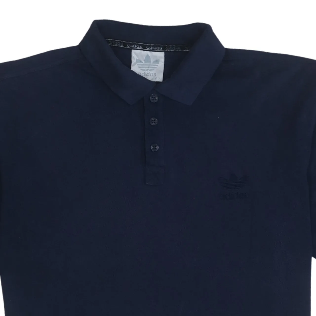 Adidas 90's Short Sleeves Quarter Button Polo Shirt XLarge Navy Blue sold by Vintage Club product image thumbnail 3