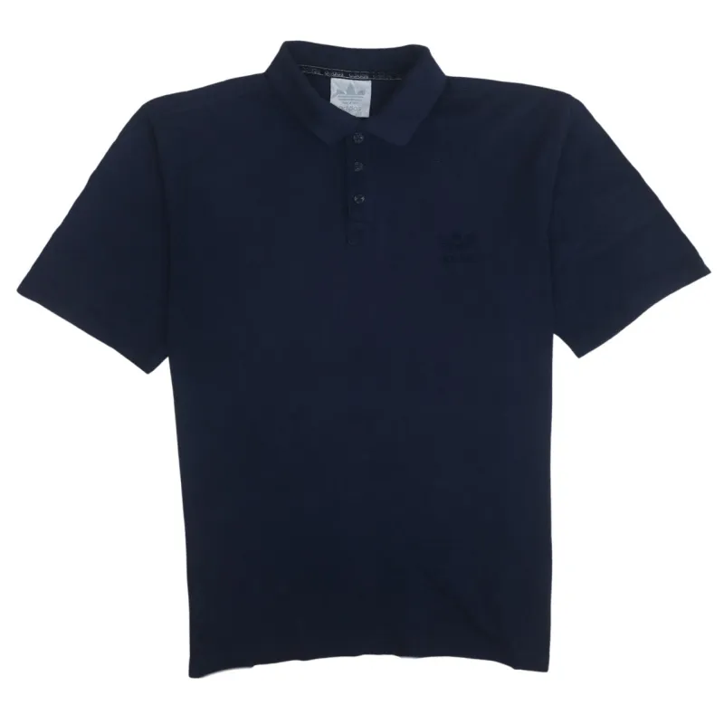 Adidas 90's Short Sleeves Quarter Button Polo Shirt XLarge Navy Blue sold by Vintage Club