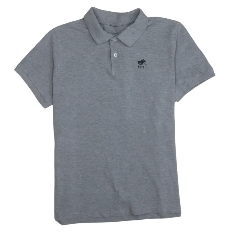 Retro 90's Short Sleeves Quarter Button Polo Shirt Small  Grey sold by Vintage Club