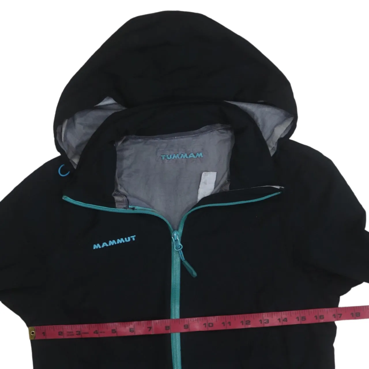 Mammut Black Softshell Jacket Women's XSmall Hooded Full Zip Turquoise Zip Pockets Outdoor Coat sold by Vintage Club product image thumbnail 5