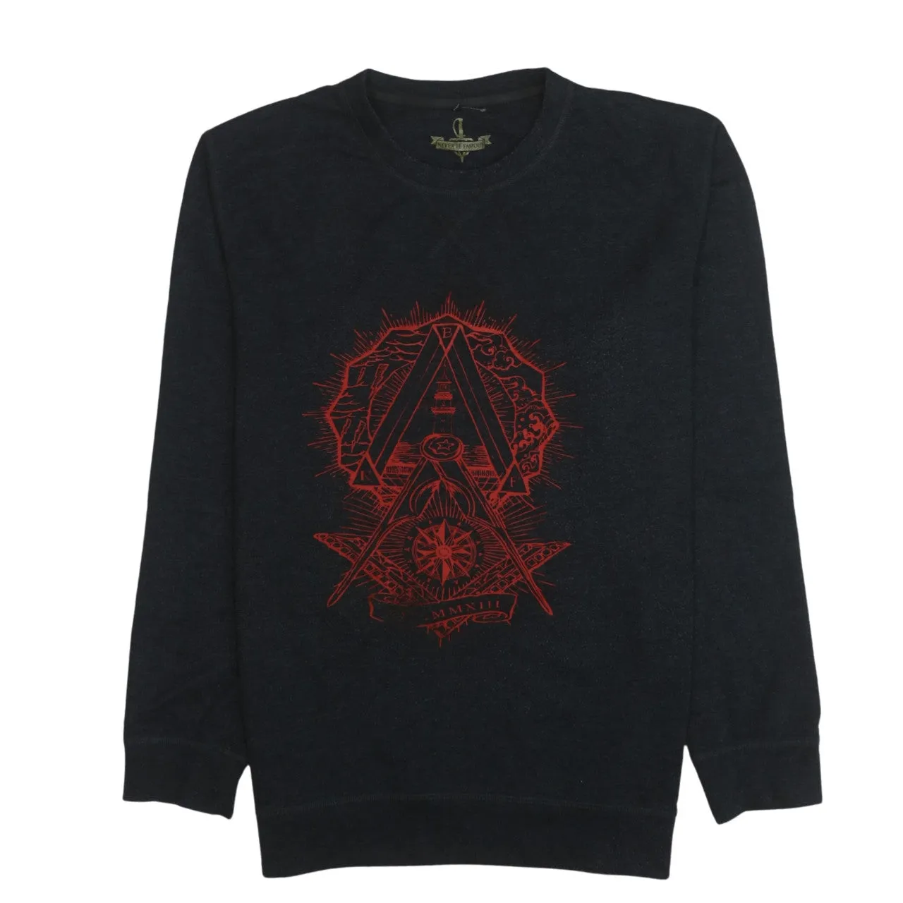 Retro Black Sweatshirt Women’s XXLarge Red Graphic Print Crewneck Pullover Top sold by Vintage Club