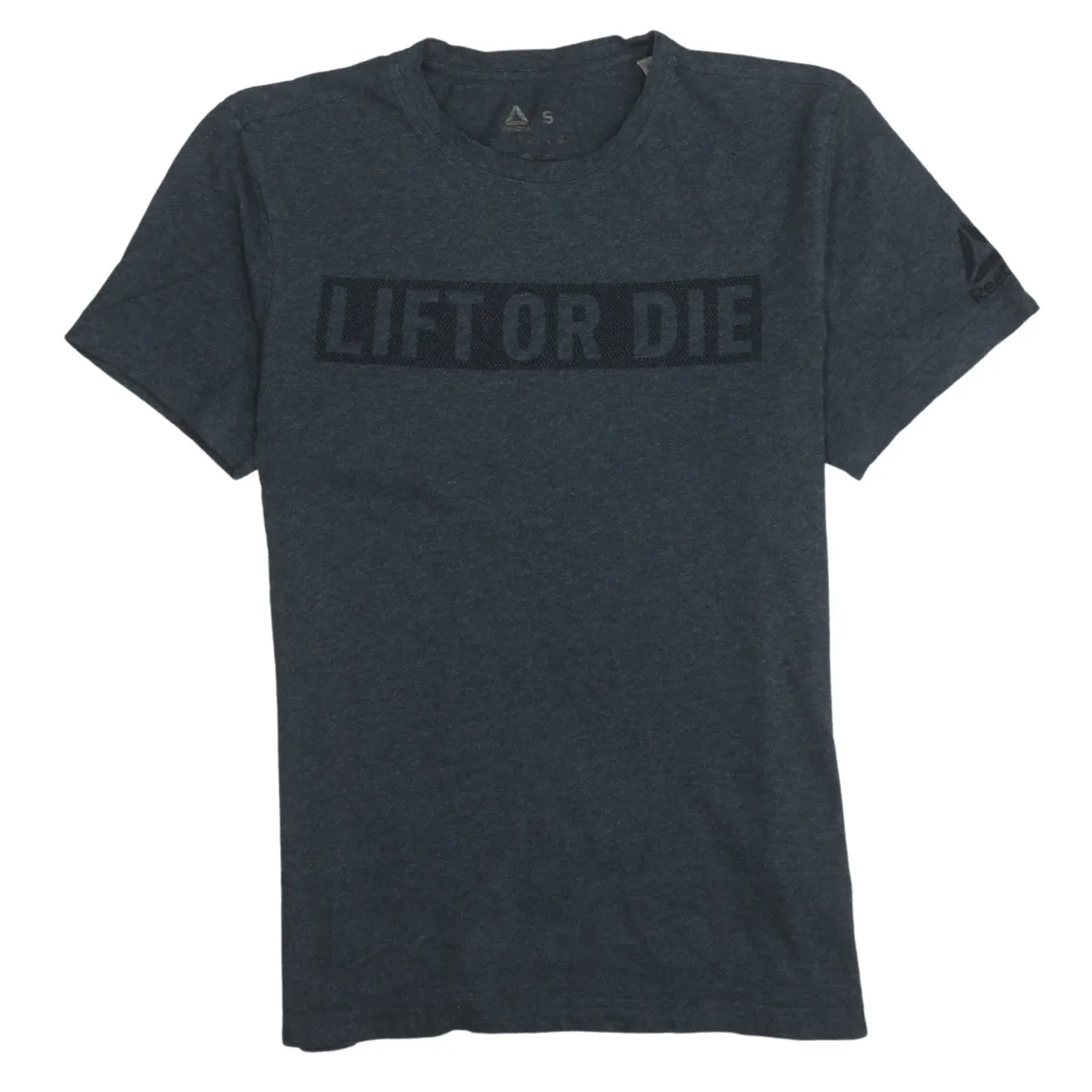 Reebok Dark Charcoal T Shirt Men's Small Lift Or Die Printed Logo Gym Tee sold by Vintage Club