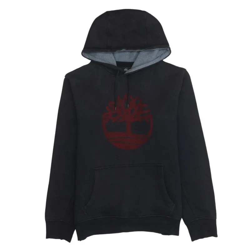Timberland Black Hoodie Men’s Medium Red Tree Logo Pullover Kangaroo Pocket Sweatshirt made by Timberland