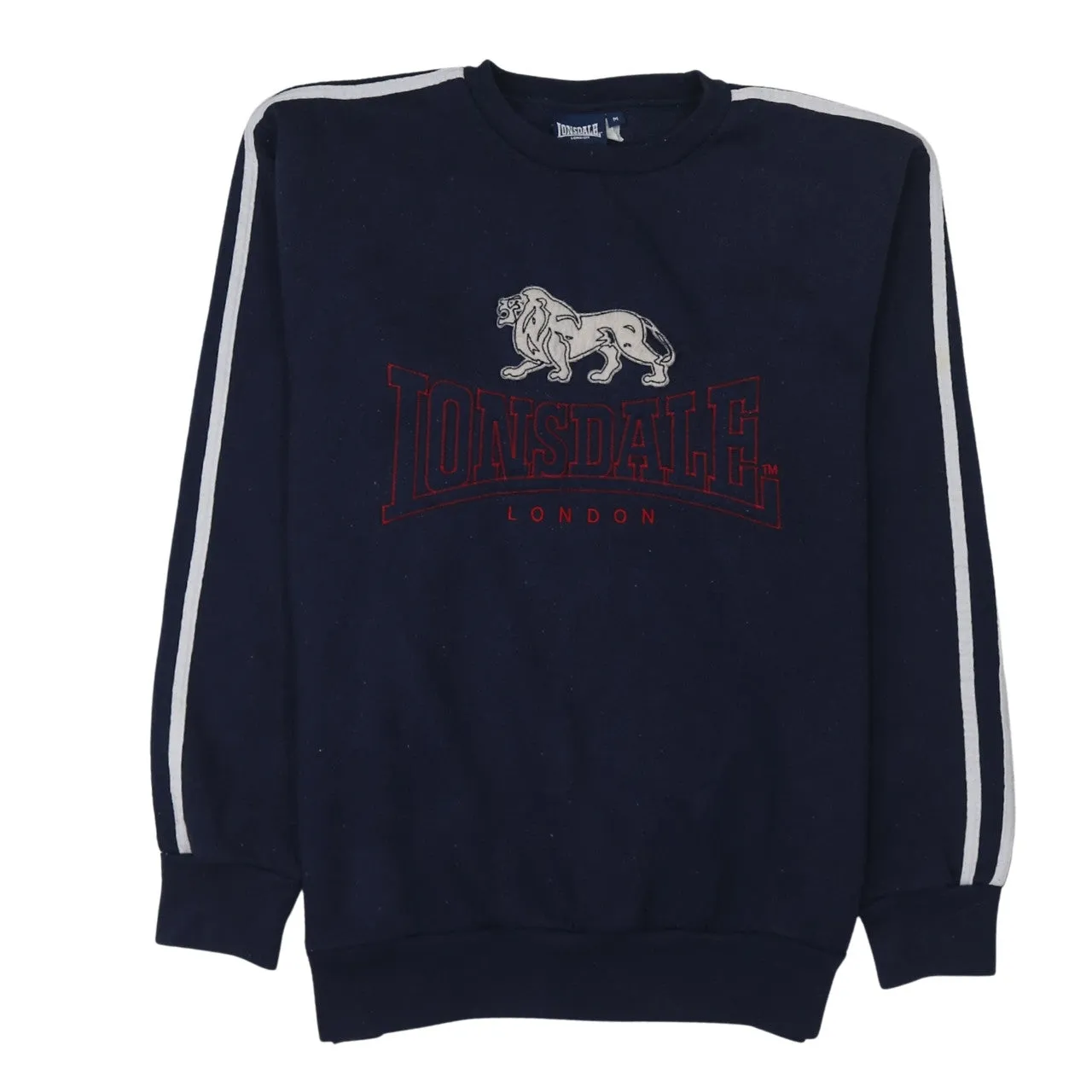 Lonsdale 90's Spellout Crew Neck Sweatshirt Medium Navy Blue sold by Vintage Club