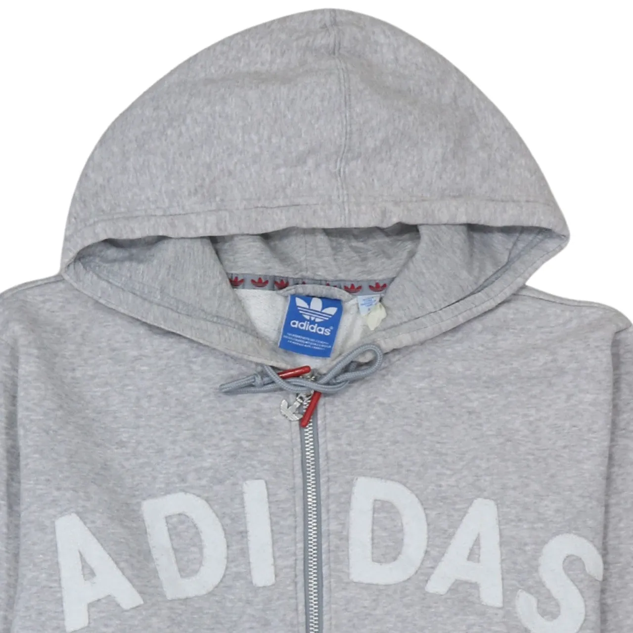 Adidas 90's Spellout Full Zip Up Hoodie Large Grey sold by Vintage Club product image thumbnail 3