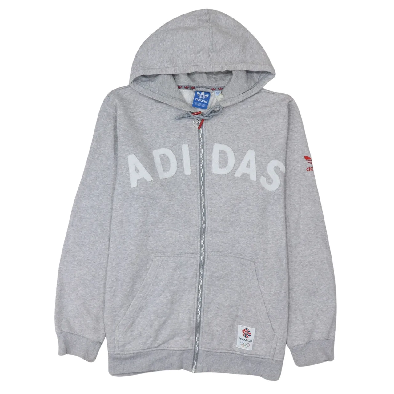 Adidas 90's Spellout Full Zip Up Hoodie Large Grey sold by Vintage Club