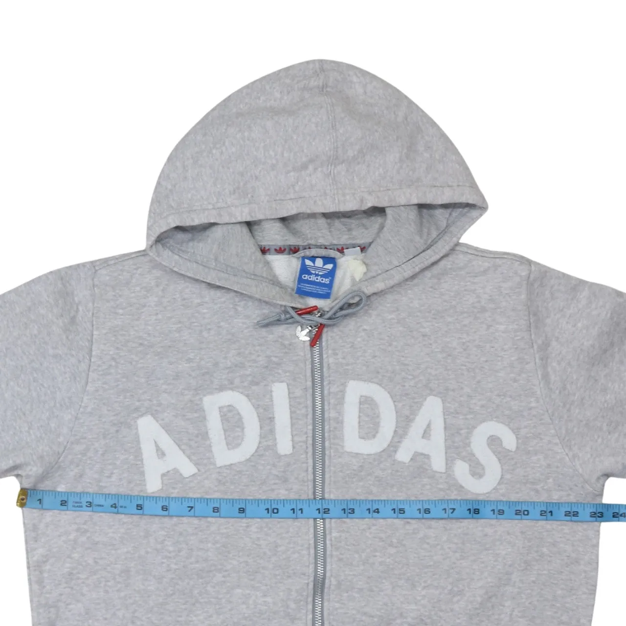 Adidas 90's Spellout Full Zip Up Hoodie Large Grey sold by Vintage Club product image thumbnail 5