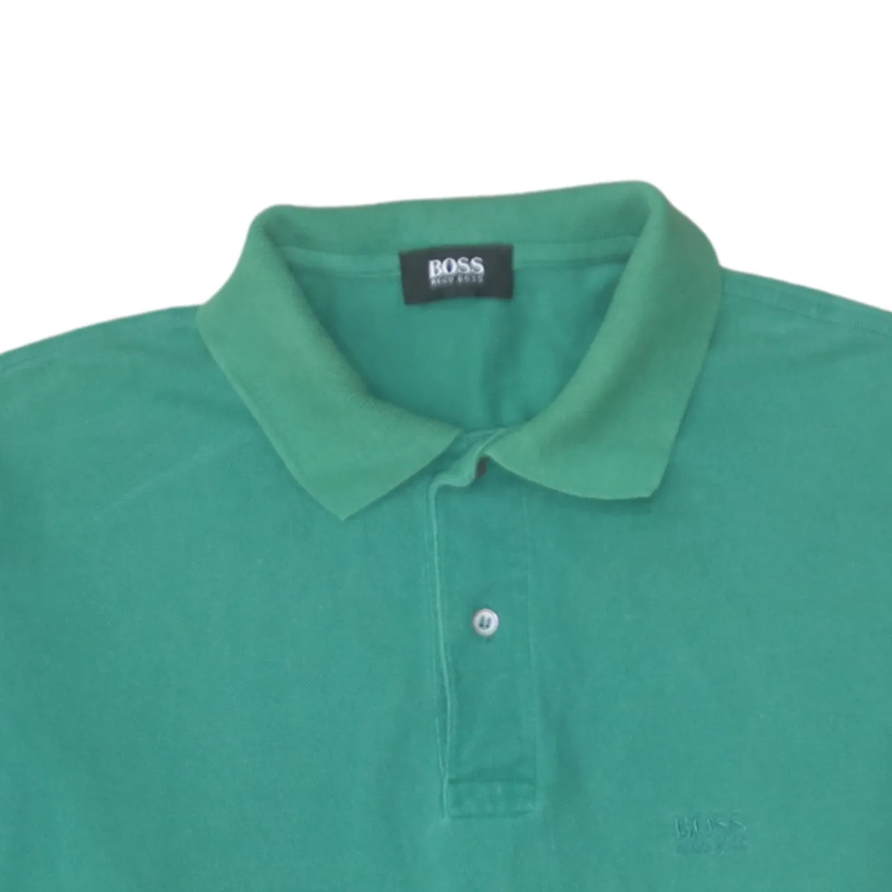 HUGO BOSS 90's Short Sleeves Quarter Button Polo Shirt XLarge Green sold by Vintage Club product image thumbnail 3