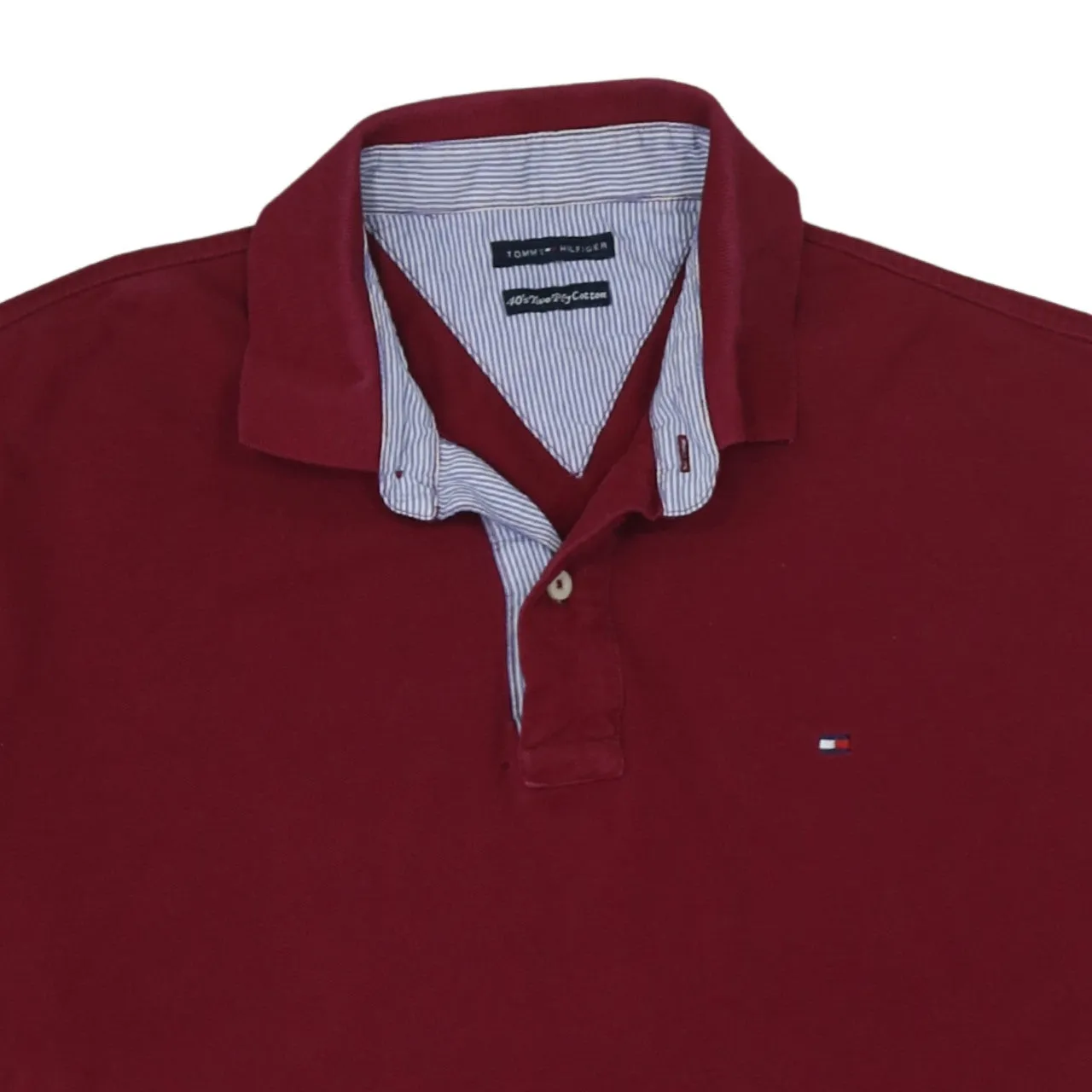 Tommy Hilfiger Burgundy Red Polo Shirt Women’s XLarge Embroidered Flag Logo Contrast Collar sold by Vintage Club product image thumbnail 3