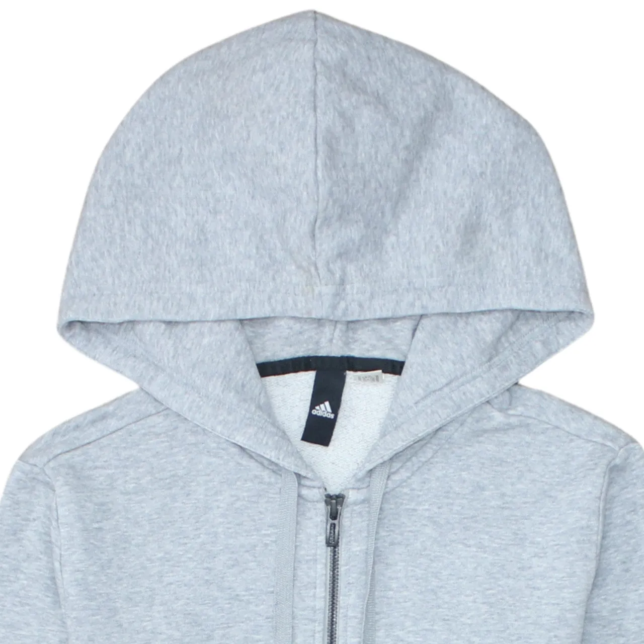 Adidas Light Grey Hoodie Men's XSmall Full Zip Fleece Lined Sleeve Printed Logo Sweatshirt sold by Vintage Club product image thumbnail 3