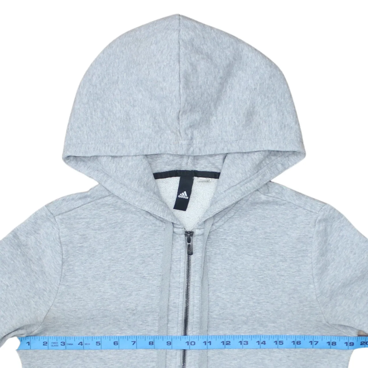 Adidas Light Grey Hoodie Men's XSmall Full Zip Fleece Lined Sleeve Printed Logo Sweatshirt sold by Vintage Club product image thumbnail 5