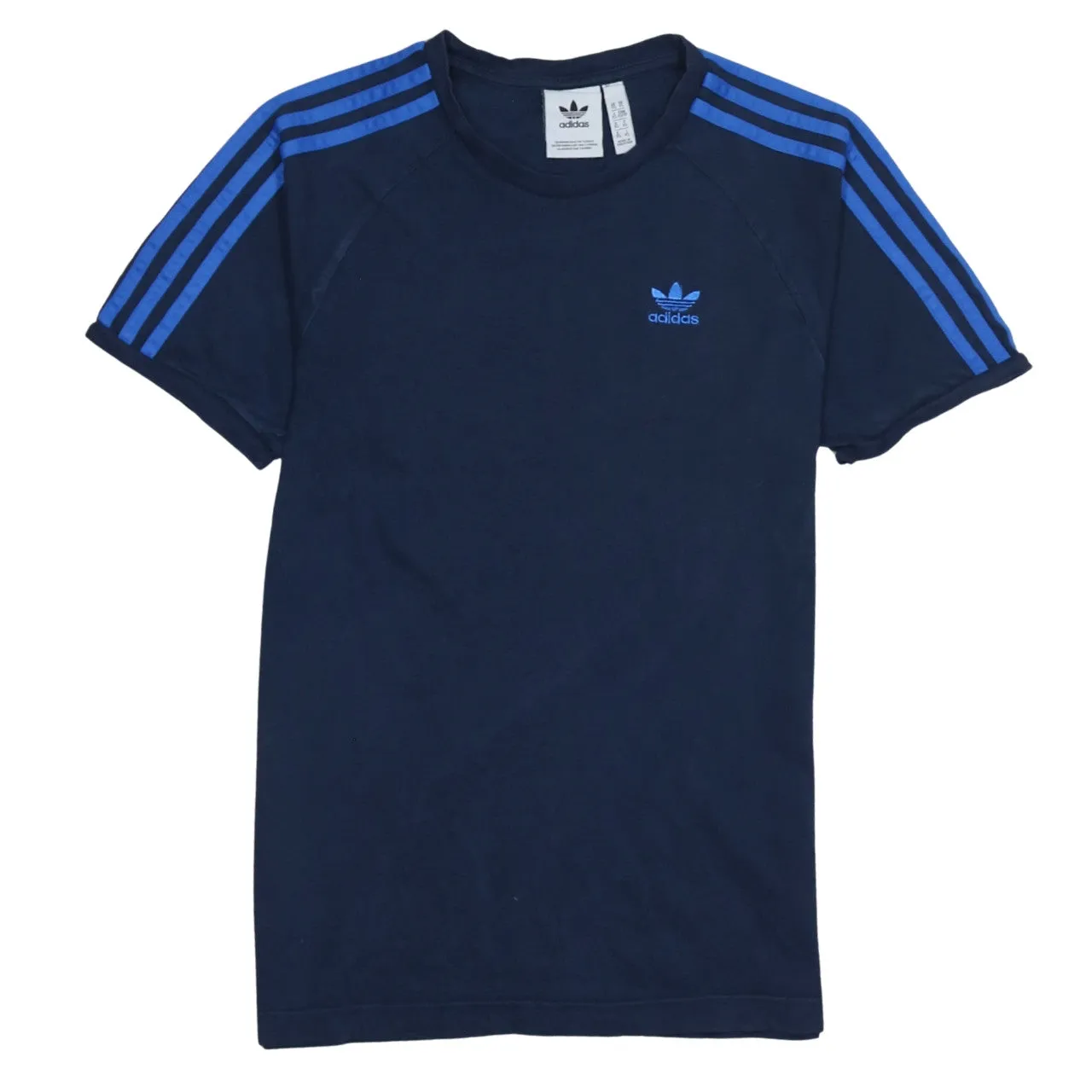 Adidas Navy Blue T Shirt Men's XSmall Trefoil Embroidered Logo Three Stripe Sleeves Tee sold by Vintage Club