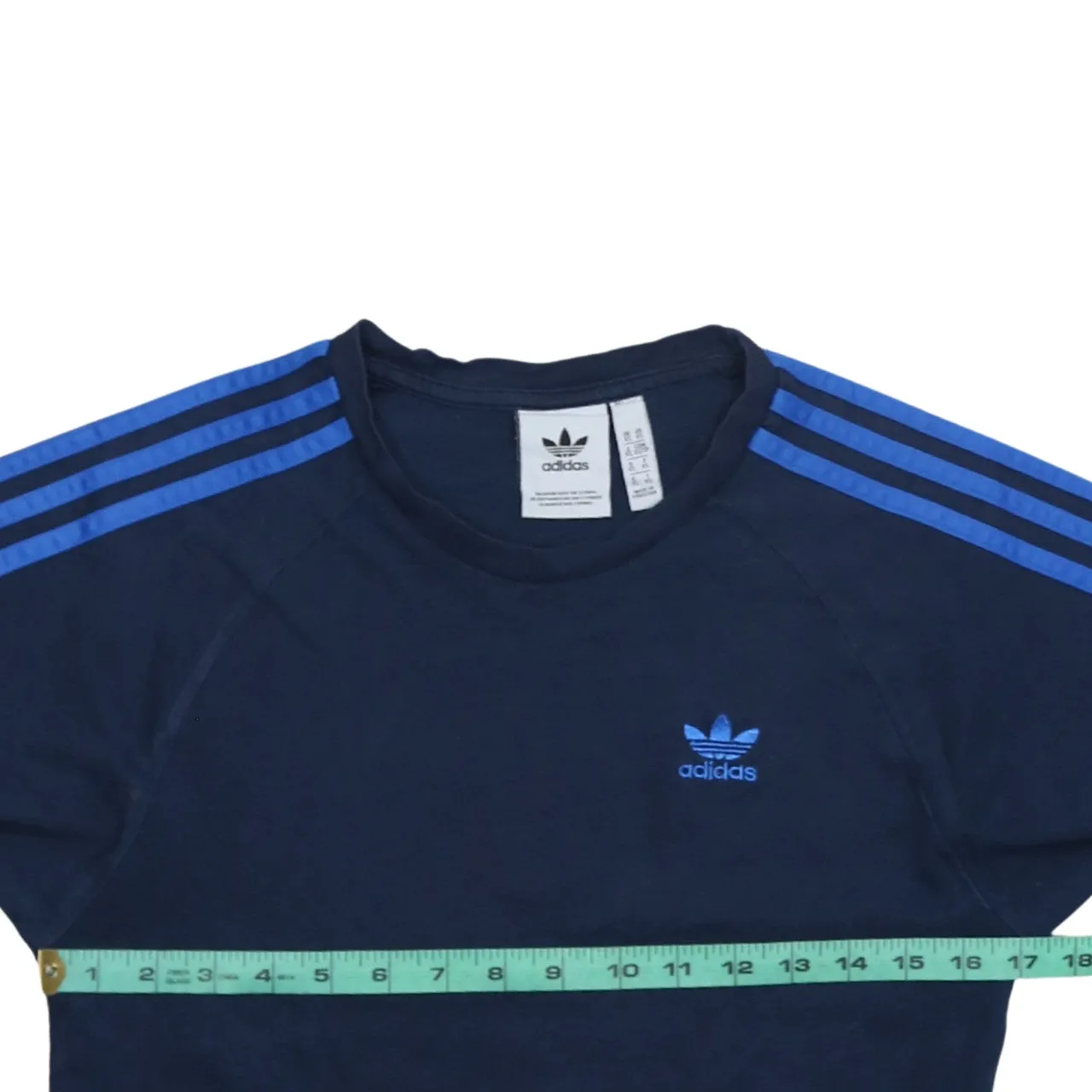 Adidas Navy Blue T Shirt Men's XSmall Trefoil Embroidered Logo Three Stripe Sleeves Tee sold by Vintage Club product image thumbnail 5