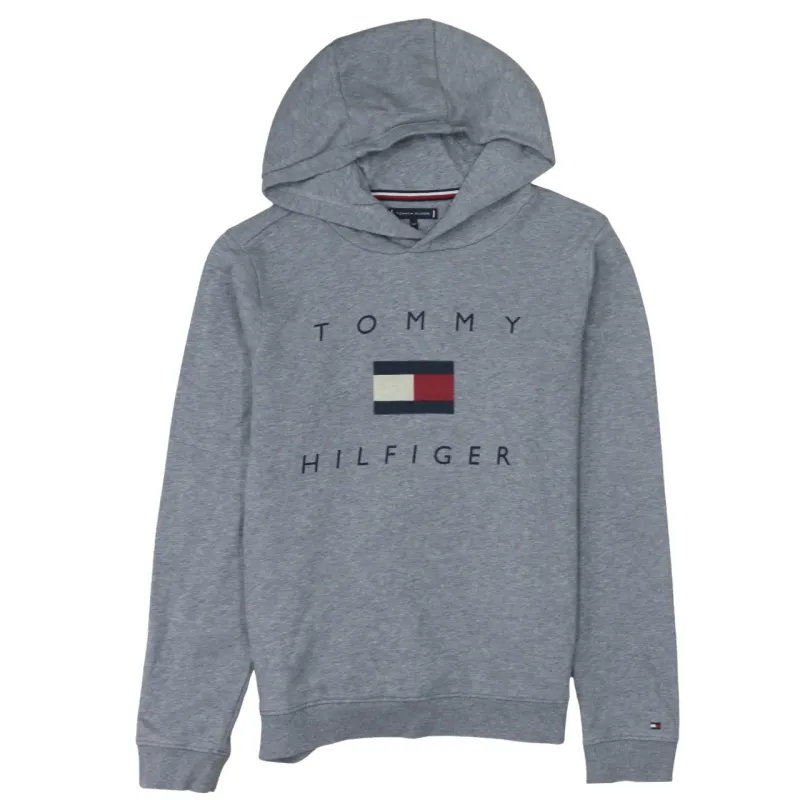 Tommy Hilfiger Grey Hoodie Men's XSmall Big Flag Printed Logo Pullover Sweatshirt sold by Vintage Club