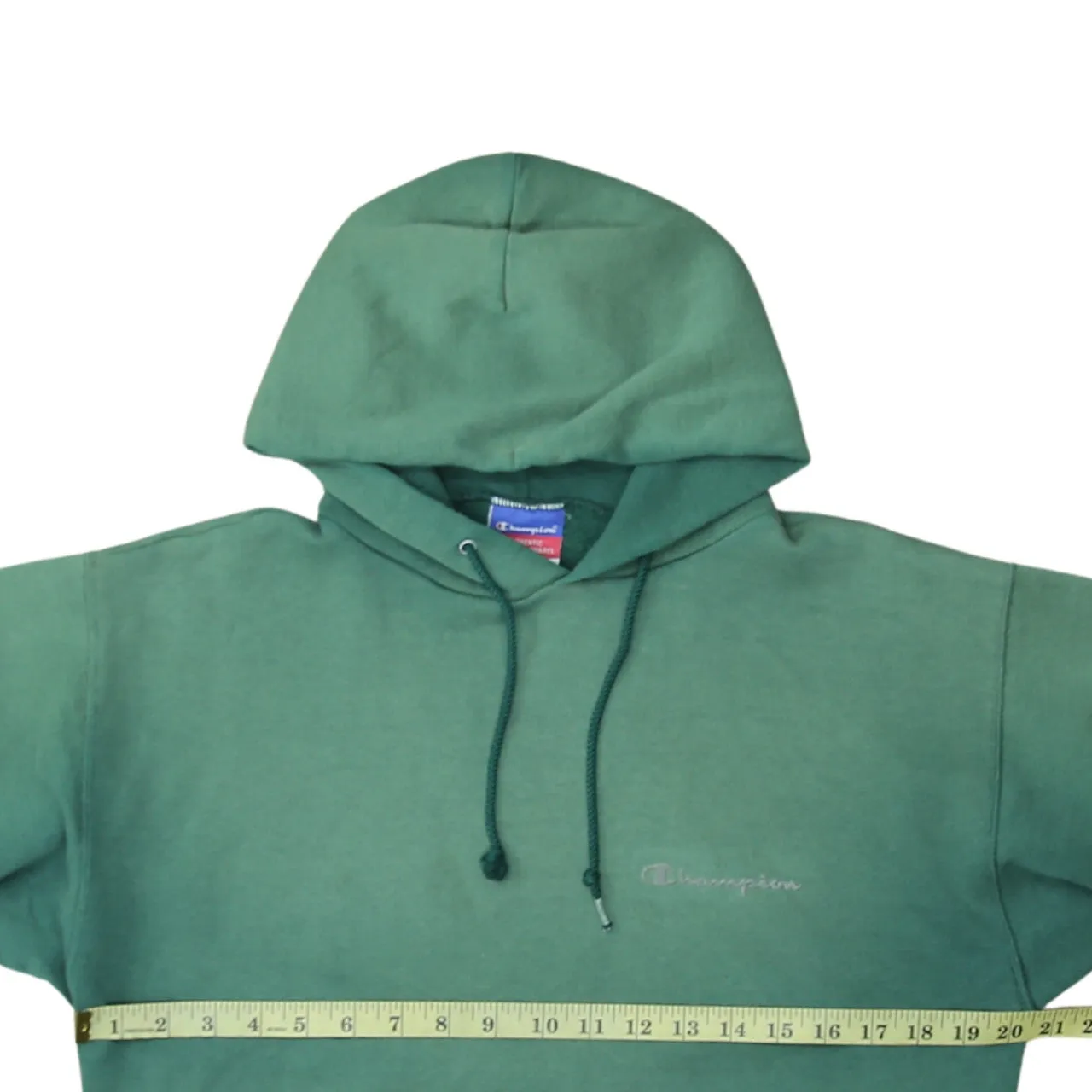 Champion 90's Drawstring Pockets Pullover Hoodie Medium Green sold by Vintage Club product image thumbnail 5