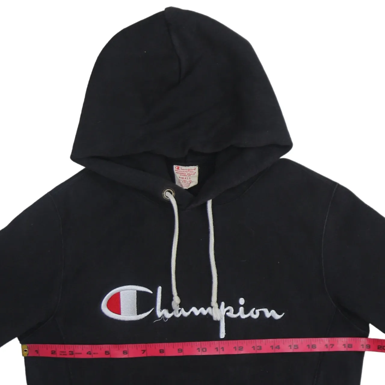 Champion Black Hoodie Women’s Small Embroidered Script Logo Front Pocket Fleece Pullover sold by Vintage Club product image thumbnail 5