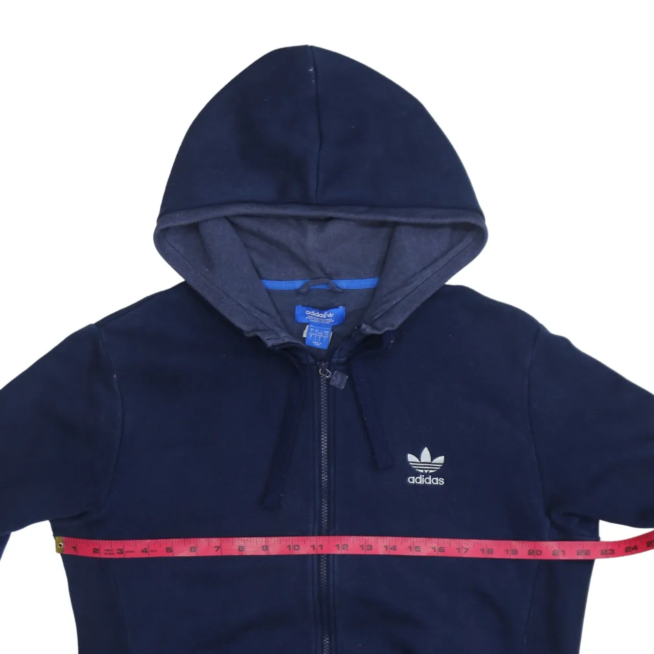 Adidas 90's Drawstring Pockets Full Zip Up Hoodie Large Navy Blue sold by Vintage Club product image thumbnail 5