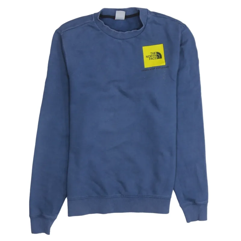 The North Face Blue Sweatshirt Men's Small Yellow Box Printed Logo Crewneck Pullover made by The North Face