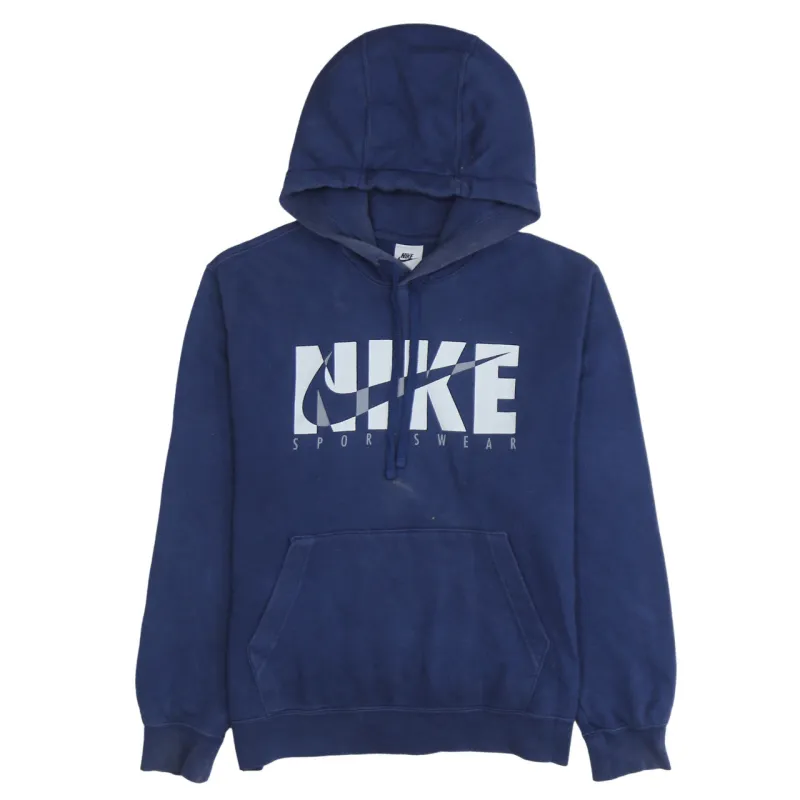 Nike 90's Center Middle Swoosh Pullover Hoodie Medium Navy Blue sold by Vintage Club