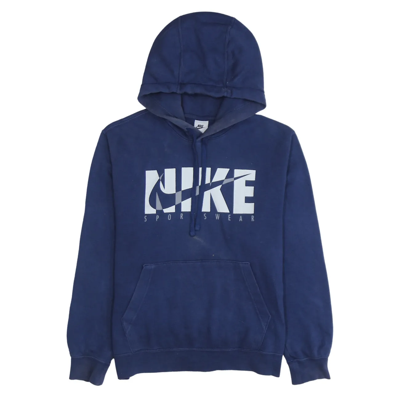 Nike 90's Center Middle Swoosh Pullover Hoodie Medium Navy Blue sold by Vintage Club