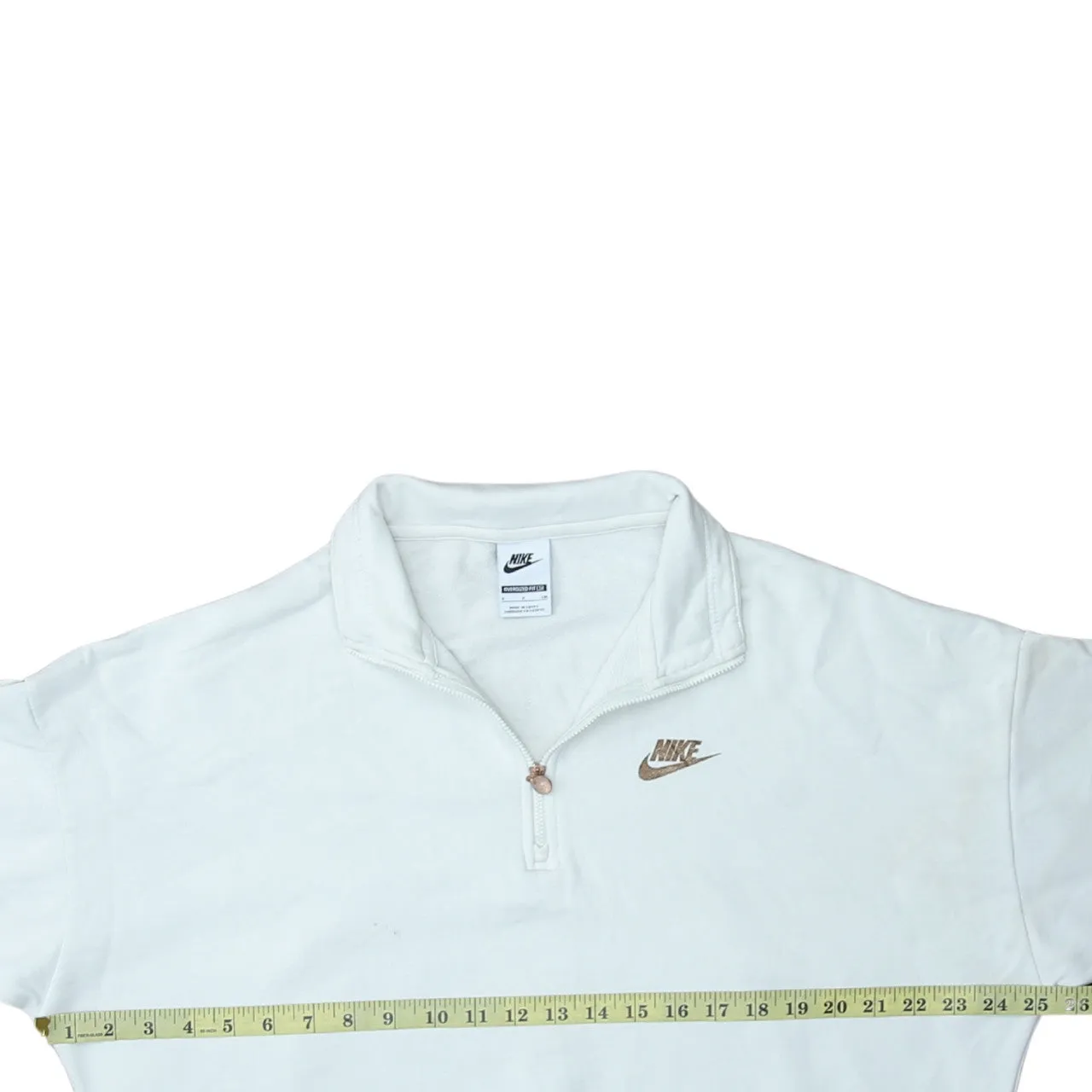 Nike White Quarter Zip Sweatshirt Men's Small Embroidered Chest Logo Large Back Print Pullover sold by Vintage Club product image thumbnail 5