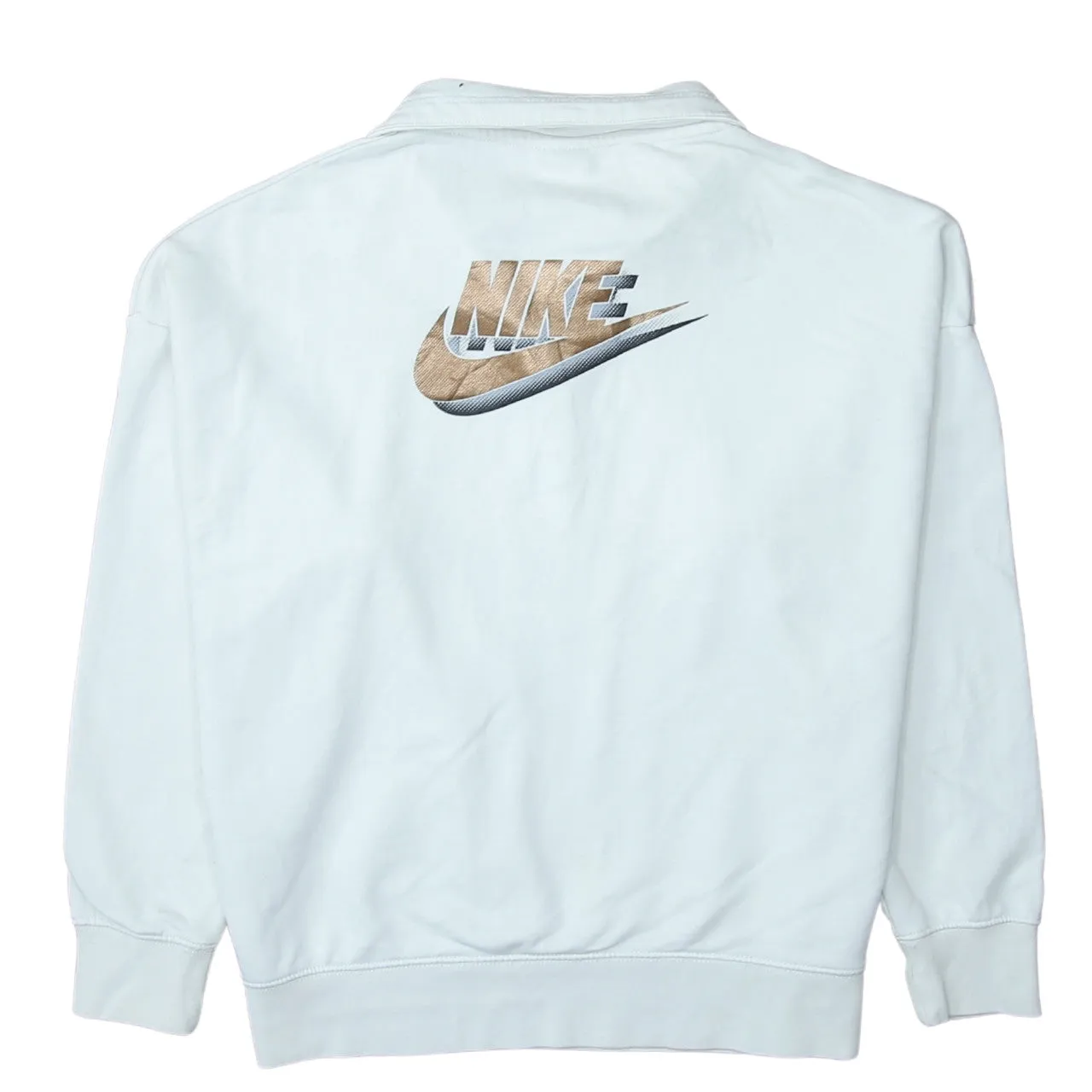 Nike White Quarter Zip Sweatshirt Men's Small Embroidered Chest Logo Large Back Print Pullover sold by Vintage Club product image thumbnail 2