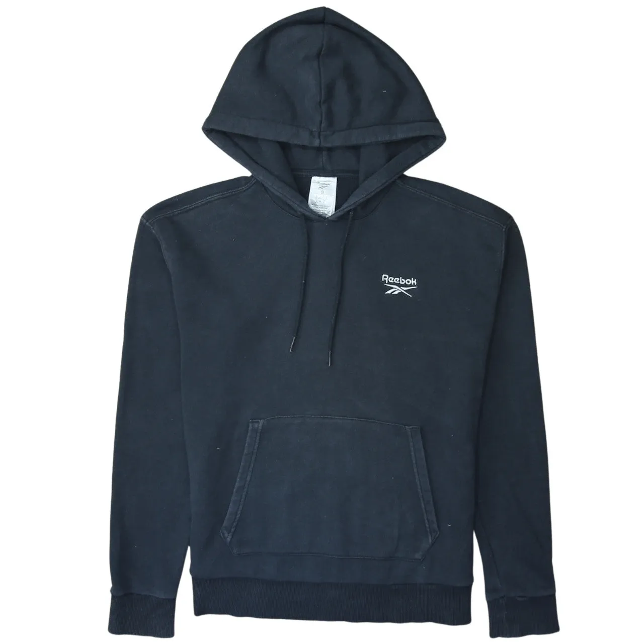 Reebok 90's Drawstring Pockets Pullover Hoodie Small Black sold by Vintage Club