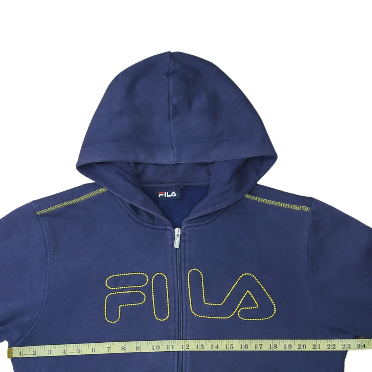 Fila Navy Blue Full Zip Hoodie Women’s Large Embroidered Outline Logo Front Pockets Sweatshirt sold by Vintage Club product image thumbnail 5