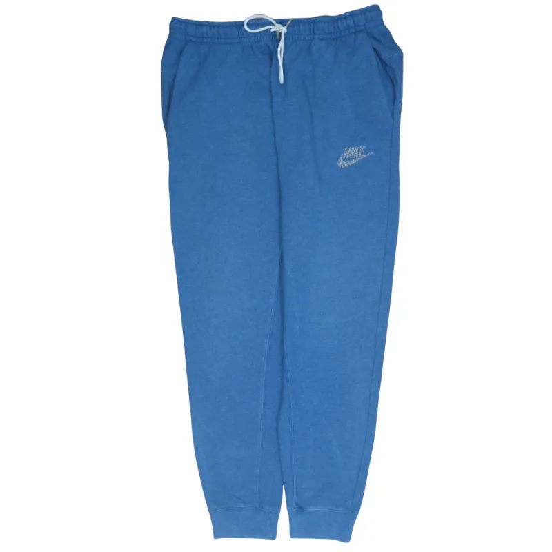 Nike Blue Joggers Men’s Large Printed Swoosh Logo Elastic Waist Cuffed Sweatpants sold by Vintage Club