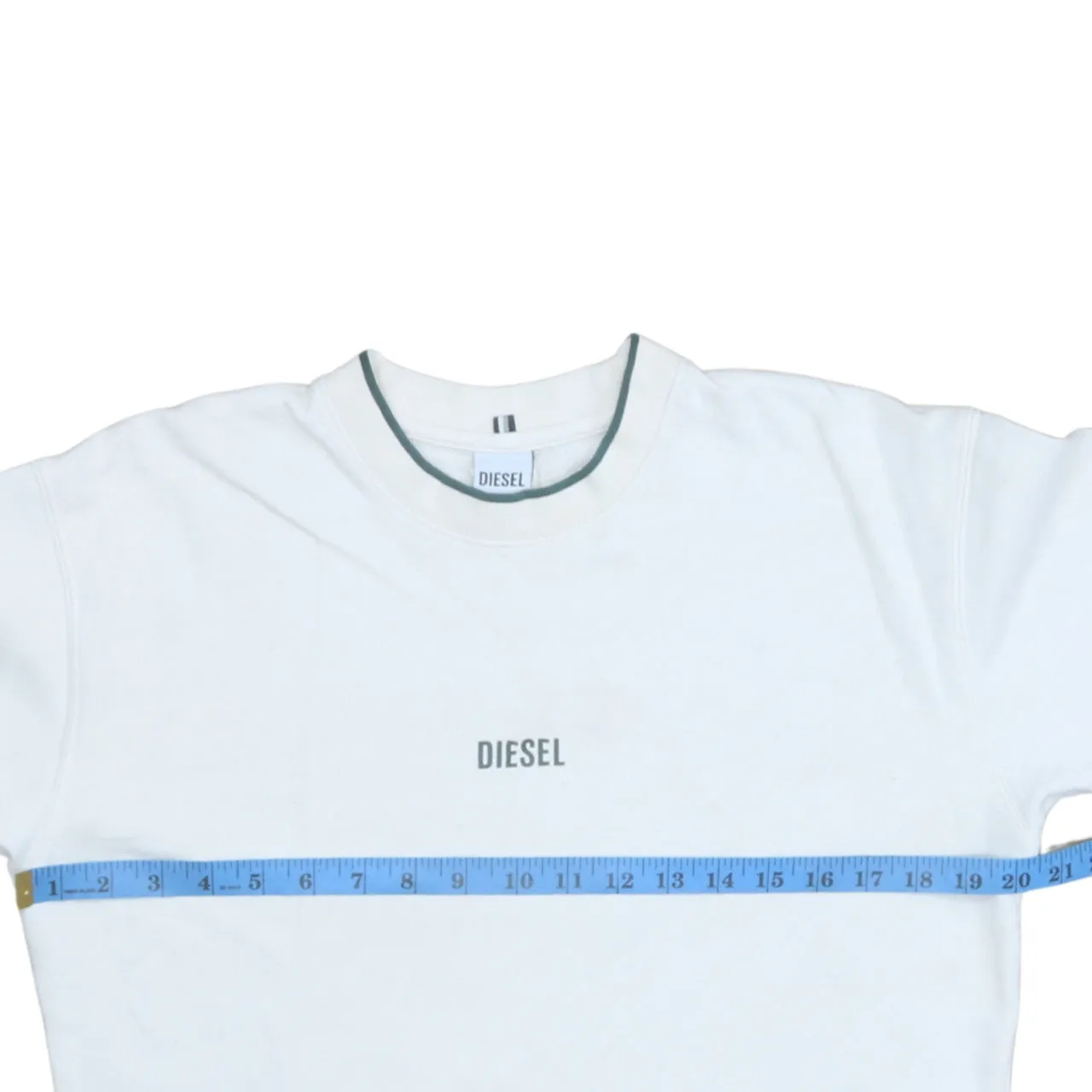 Diesel White Sweatshirt Men's Small Embroidered Chest Logo Crewneck Pullover Fleece Top sold by Vintage Club product image thumbnail 5