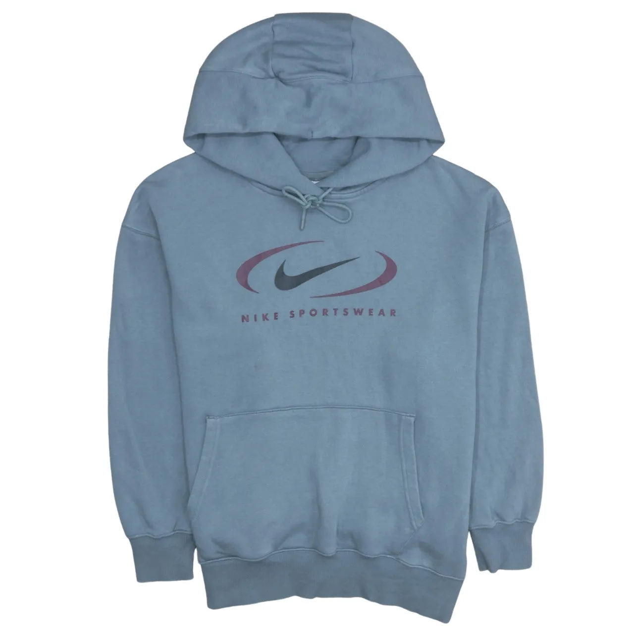 Nike 90's Center Middle Swoosh Pullover Hoodie Large Blue sold by Vintage Club