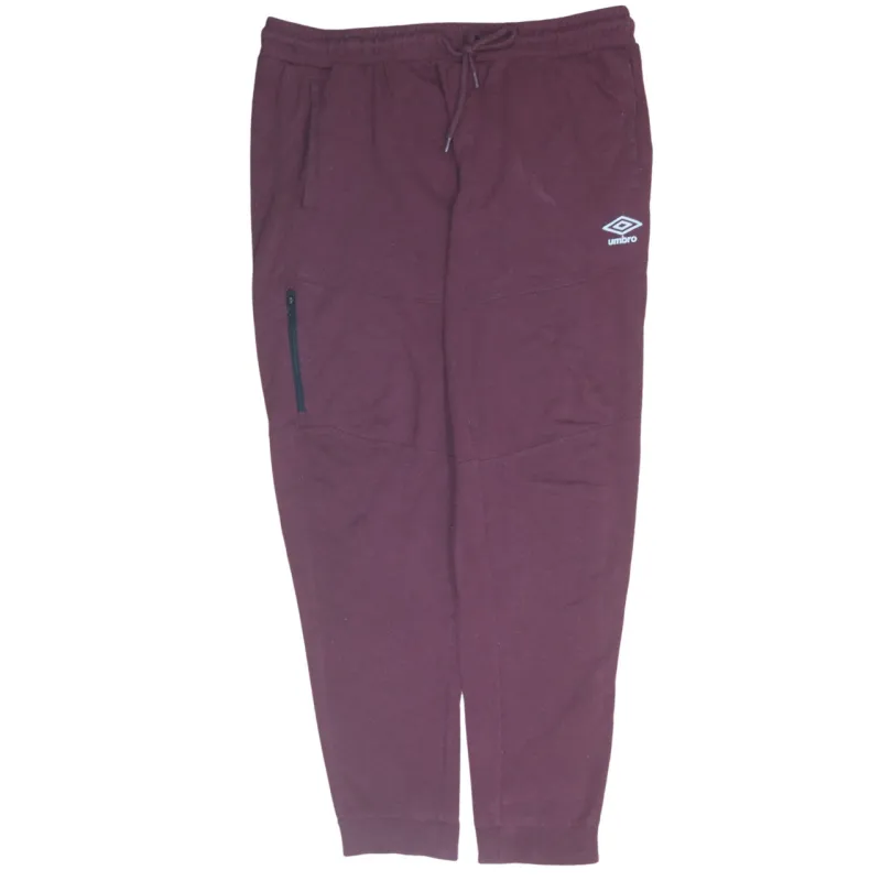 Umbro Burgundy Red Joggers Men’s Large Logo Zip Pocket Elastic Cuff Sweatpants sold by Vintage Club