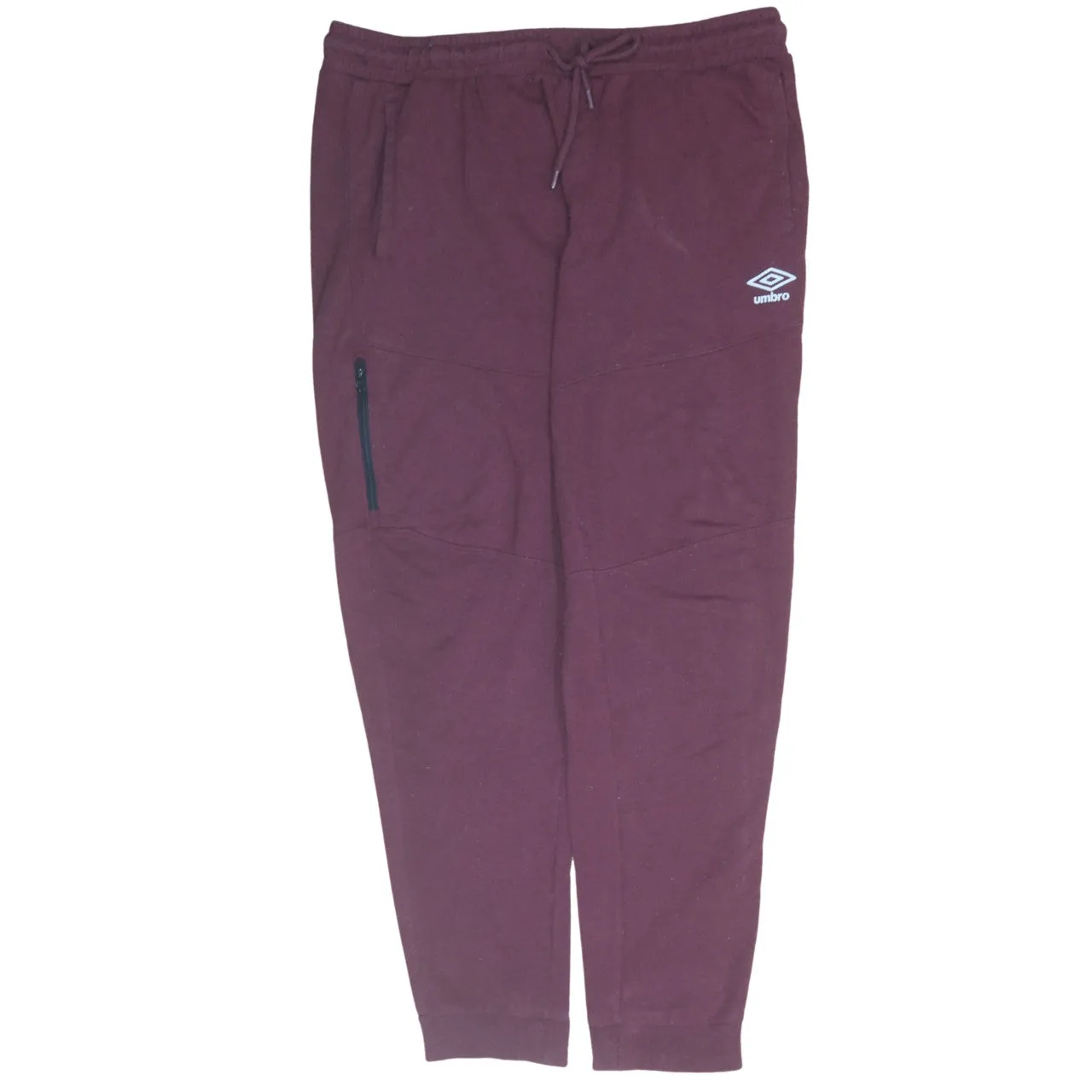 Umbro Burgundy Red Joggers Men’s Large Logo Zip Pocket Elastic Cuff Sweatpants sold by Vintage Club