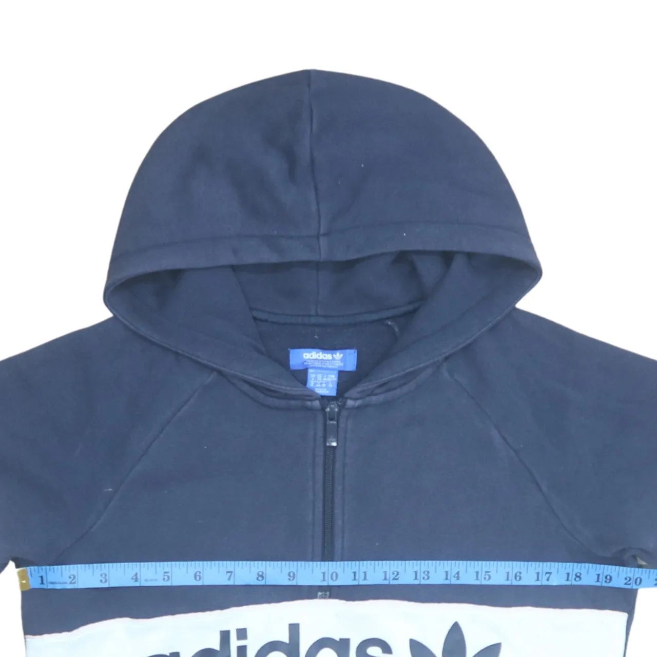 Adidas Navy Blue Hoodie Men's Small Half Zip Big Logo Front Pocket Sweatshirt sold by Vintage Club product image thumbnail 5
