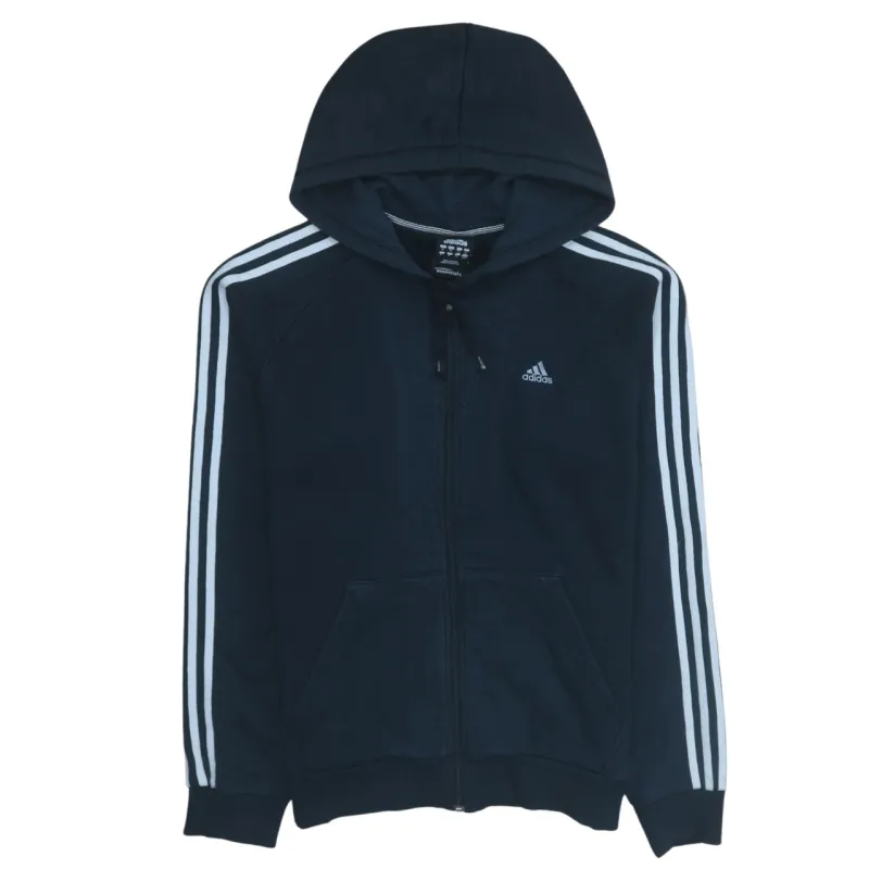 Adidas 90's Striped Sleeve Full Zip Up Hoodie Medium Black sold by Vintage Club