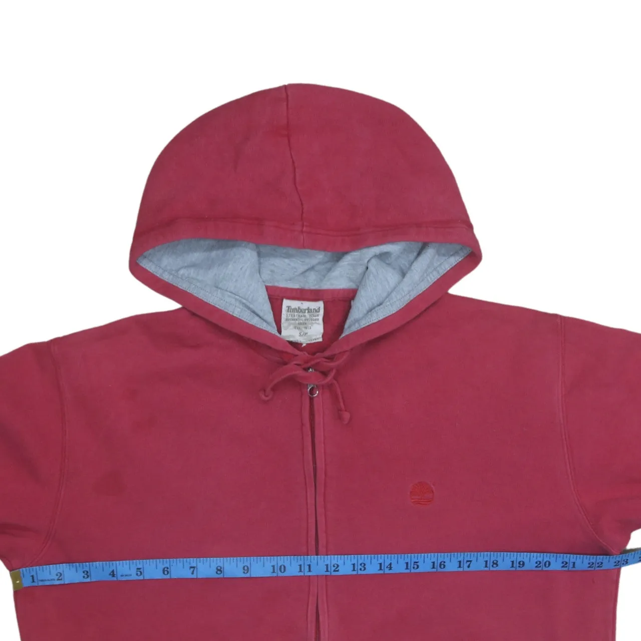 Timberland Burgundy Red Full Zip Hoodie Men's Small Embroidered Logo Front Pockets Sweatshirt sold by Vintage Club product image thumbnail 5