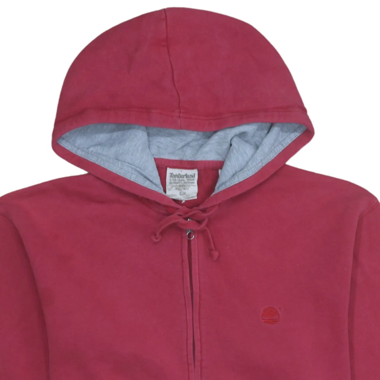 Timberland Burgundy Red Full Zip Hoodie Men's Small Embroidered Logo Front Pockets Sweatshirt sold by Vintage Club product image thumbnail 3