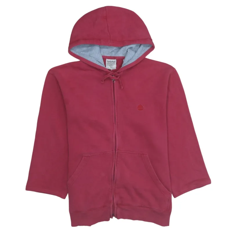 Timberland Burgundy Red Full Zip Hoodie Men's Small Embroidered Logo Front Pockets Sweatshirt made by Timberland